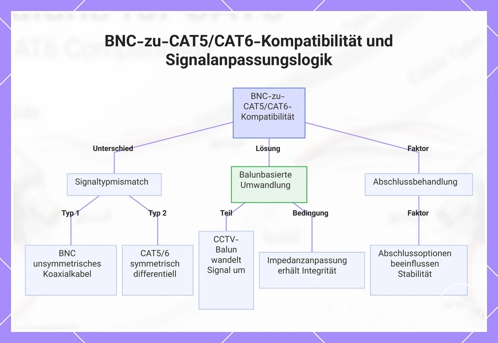 BNC-zu-CAT5/CAT6-Kompatibilität und Signalanpassungslogik