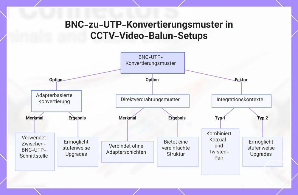 BNC-zu-UTP-Konvertierungsmuster in CCTV-Video-Balun-Setups