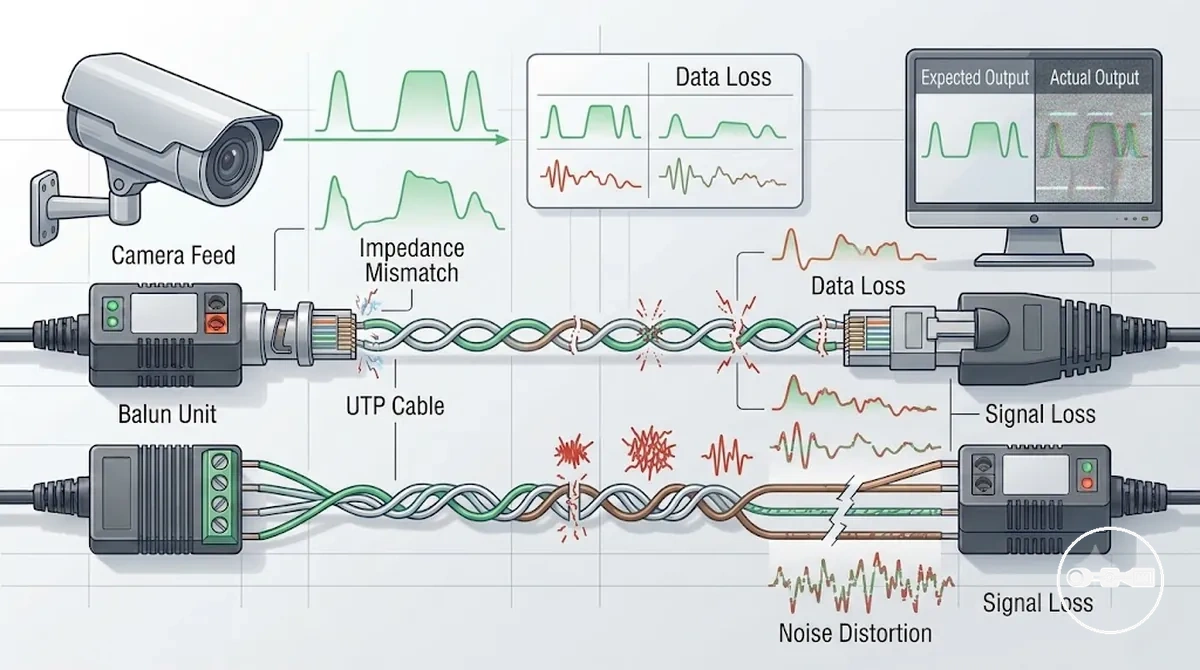 Signalübertragung und Fehlermechanismus von CCTV-Video-Baluns über UTP-Kabel