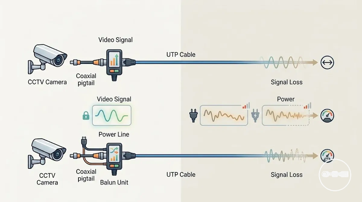 CCTV-Balun überträgt Video und Strom über UTP-Kabel