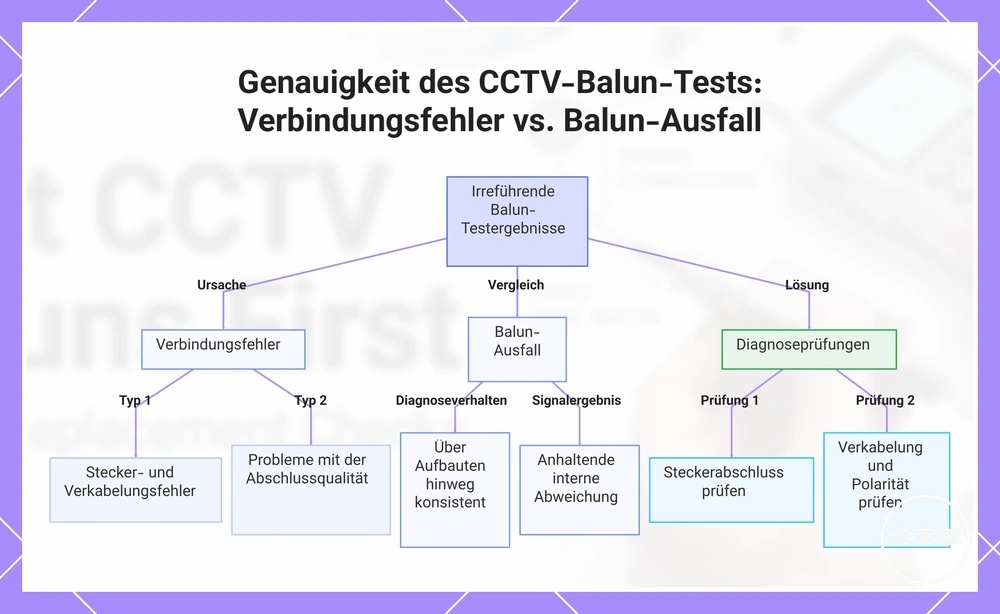 Genauigkeit des CCTV-Balun-Tests: Verbindungsfehler vs. Balun-Ausfall