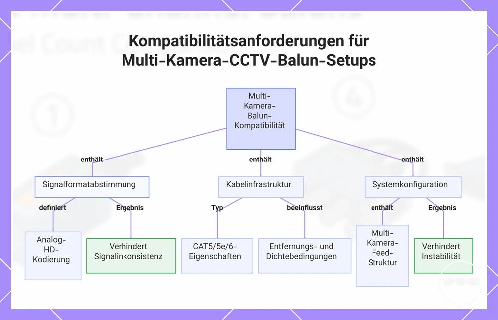 Kompatibilitätsanforderungen für Multi-Kamera-CCTV-Balun-Setups