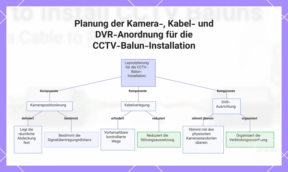 Planung der Kamera-, Kabel- und DVR-Anordnung für die CCTV-Balun-Installation