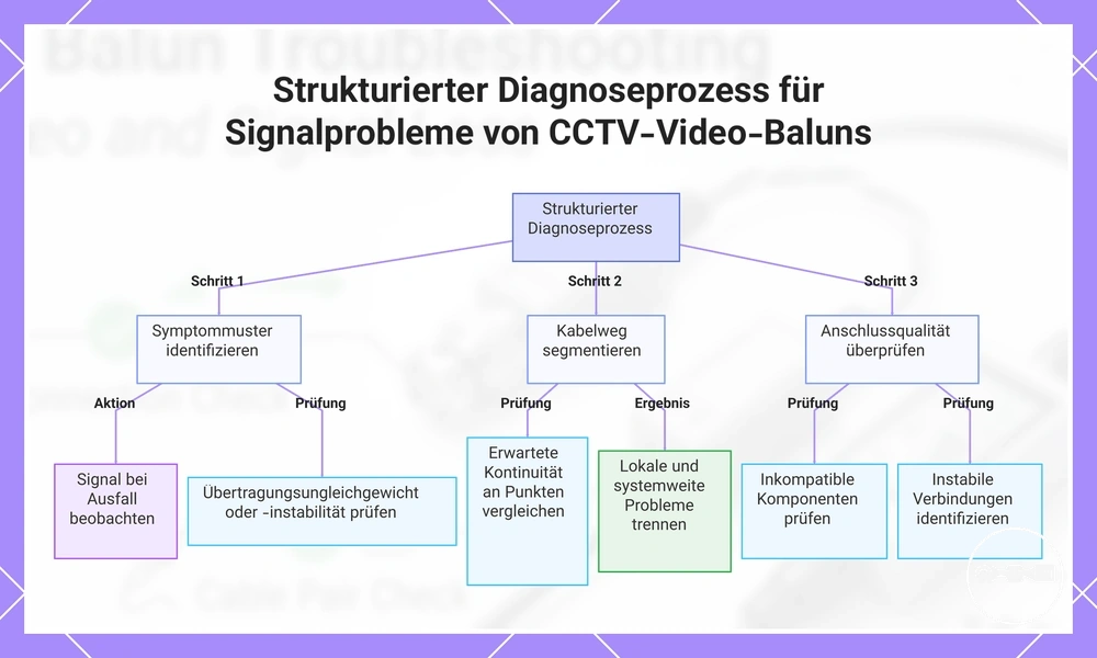 Strukturierter Diagnoseprozess für Signalprobleme von CCTV-Video-Baluns