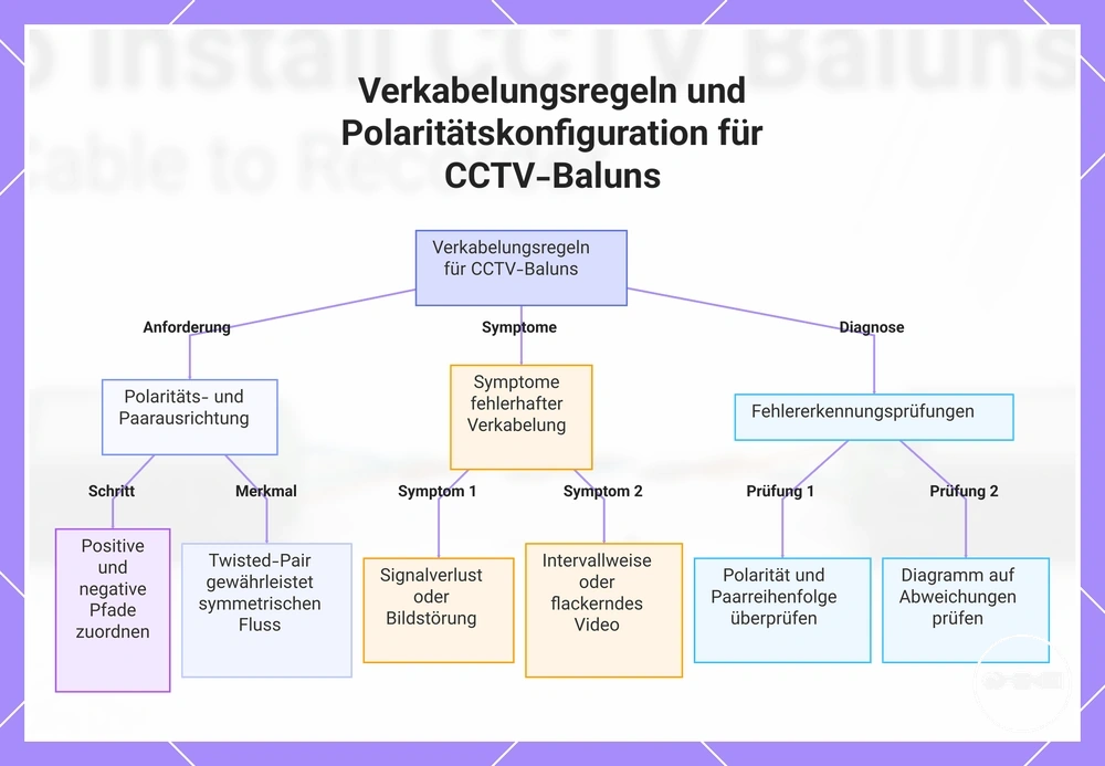 Verkabelungsregeln und Polaritätskonfiguration für CCTV-Baluns