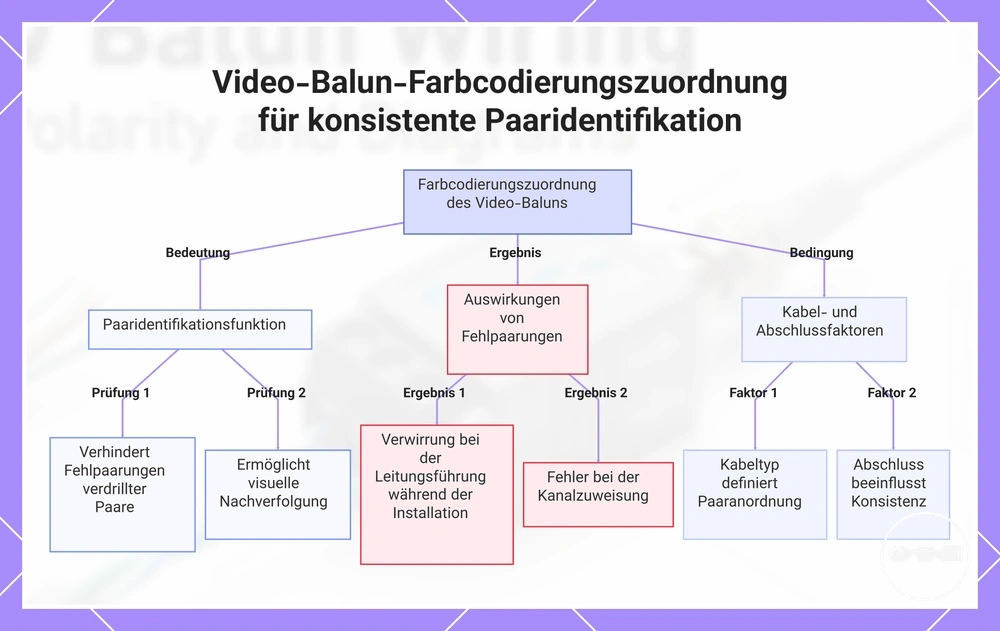 Video-Balun-Farbcodierungszuordnung für konsistente Paaridentifikation