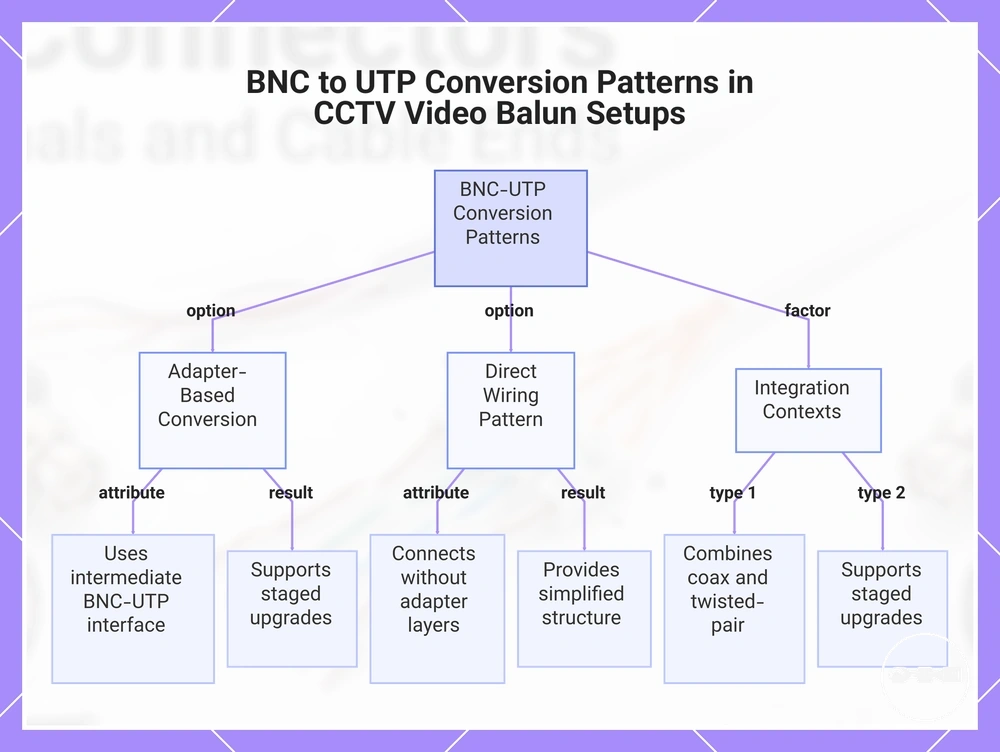 BNC to UTP Conversion Patterns in CCTV Video Balun Setups