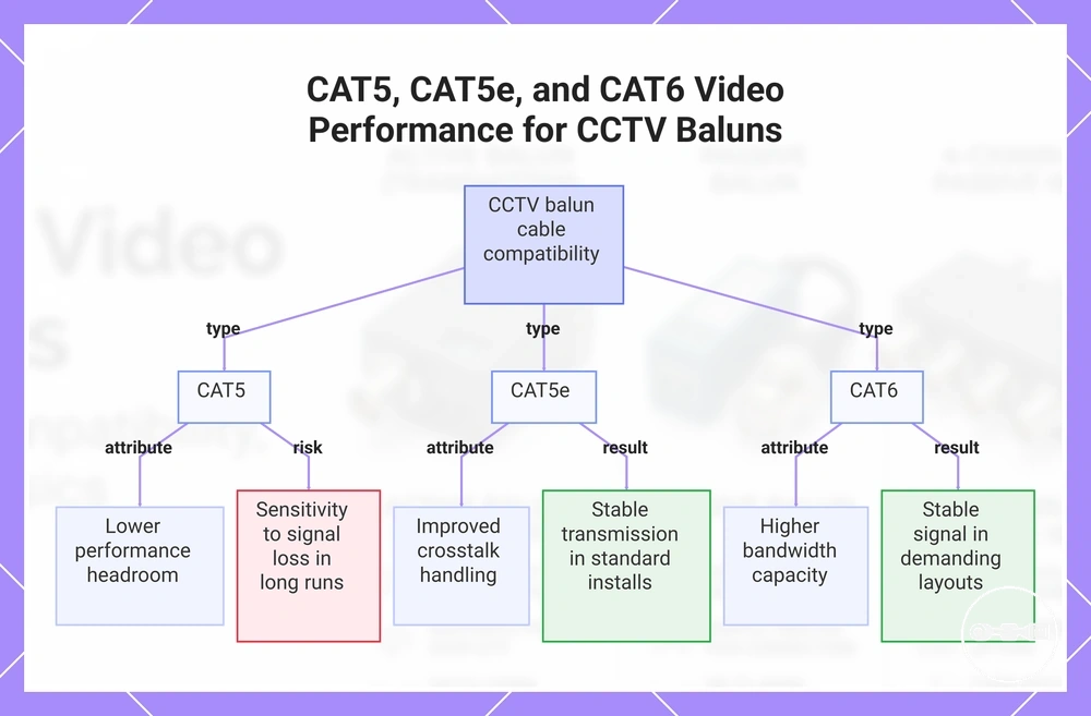 CAT5, CAT5e, and CAT6 Video Performance for CCTV Baluns