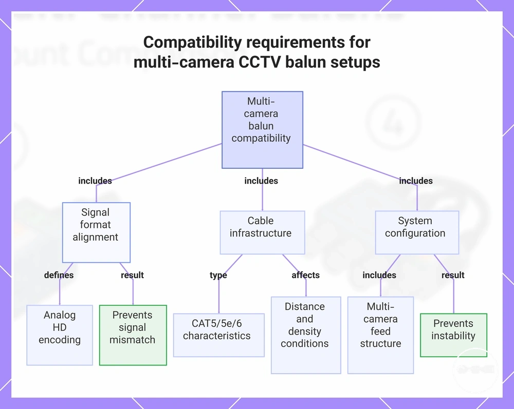 Compatibility requirements for multi-camera CCTV balun setups