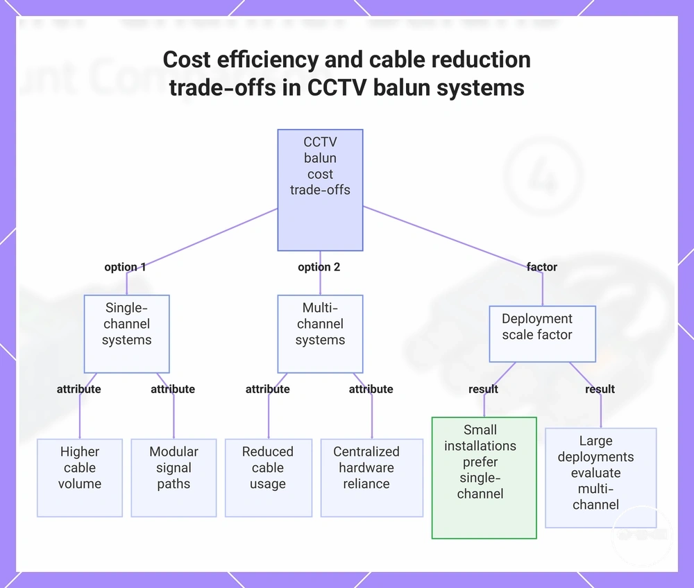 Cost efficiency and cable reduction trade-offs in CCTV balun systems