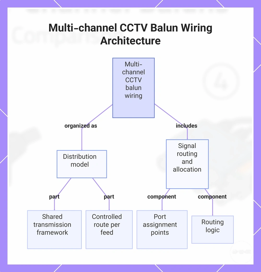 Multi-channel CCTV Balun Wiring Architecture
