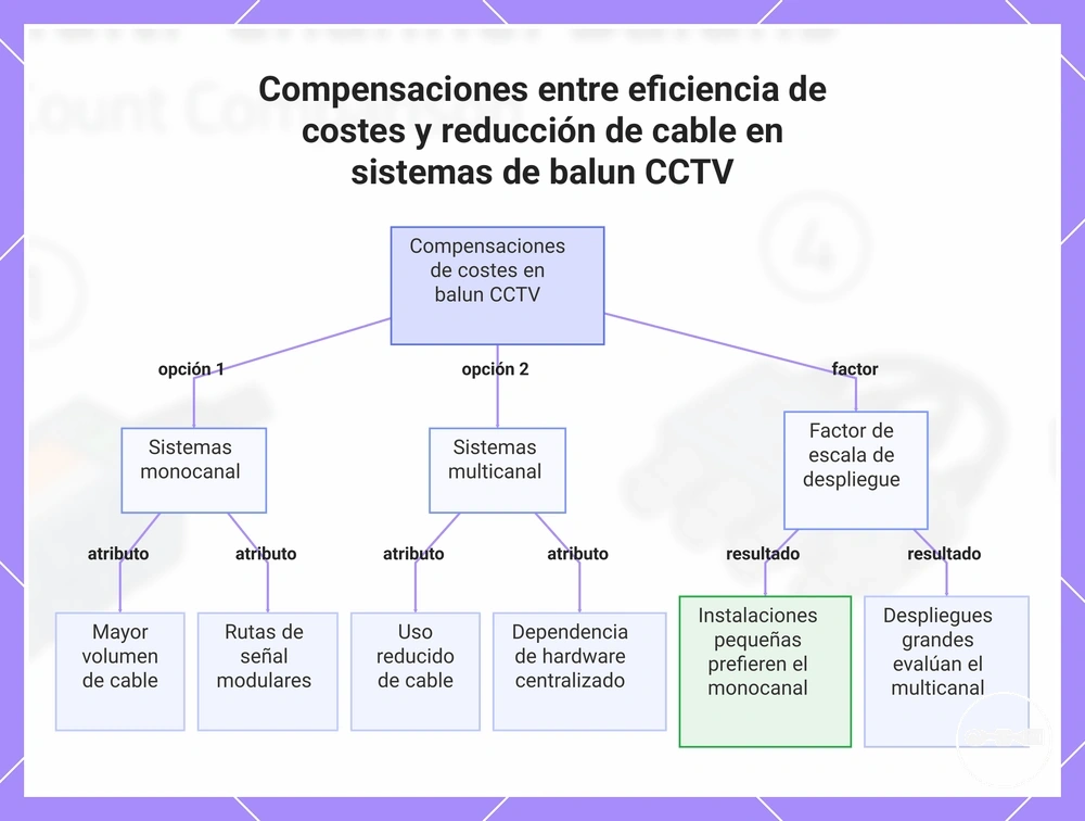 Compensaciones entre eficiencia de costes y reducción de cable en sistemas de balun CCTV