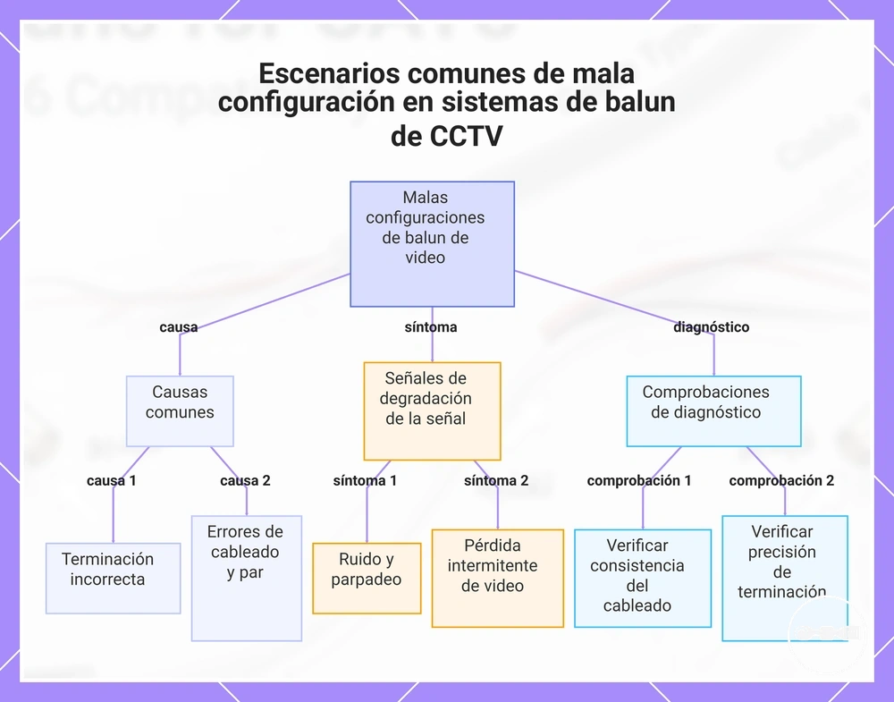 Escenarios comunes de mala configuración en sistemas de balun de CCTV