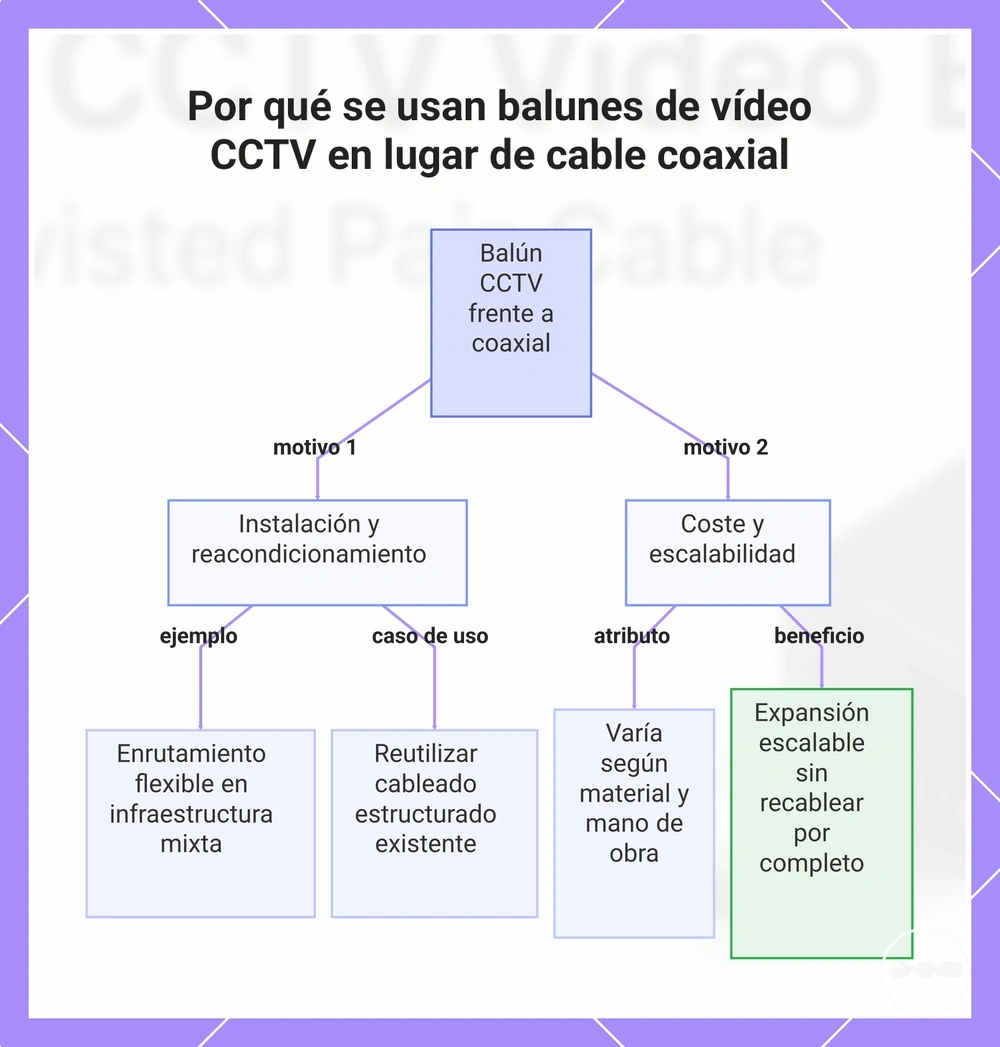 Por qué se usan balunes de vídeo CCTV en lugar de cable coaxial