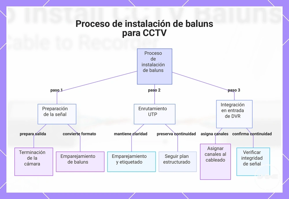 Proceso de instalación de baluns para CCTV