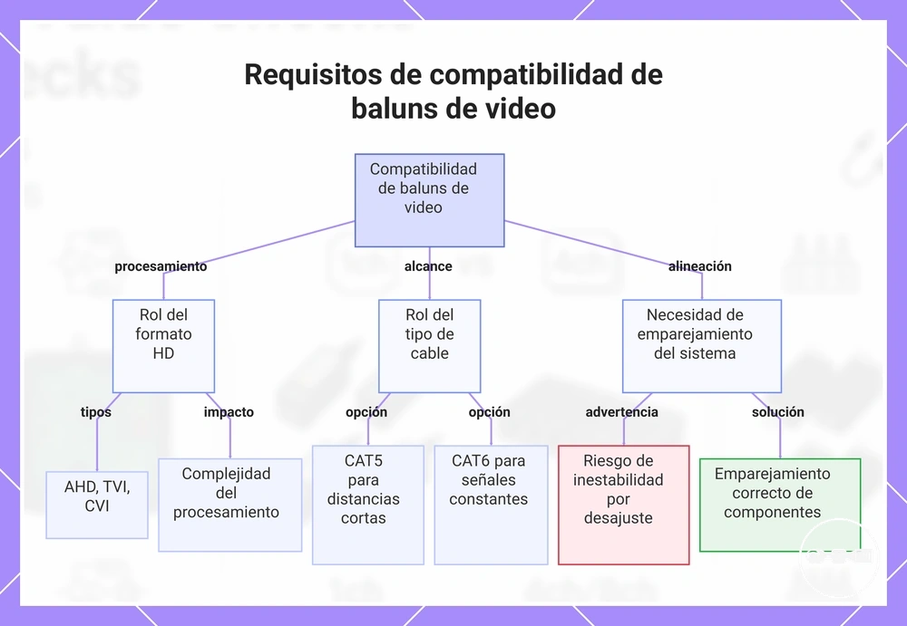 Requisitos de compatibilidad de baluns de video