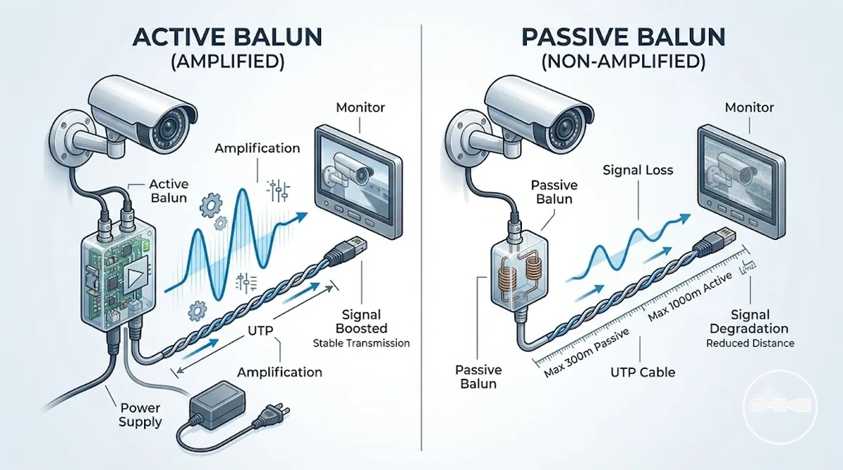 différences de flux d alimentation dans les baluns vidéo CCTV actifs et passifs montrant l effet d amplification