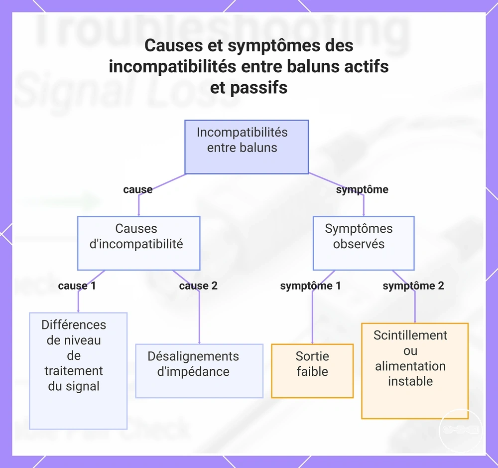 Causes et symptômes des incompatibilités entre baluns actifs et passifs