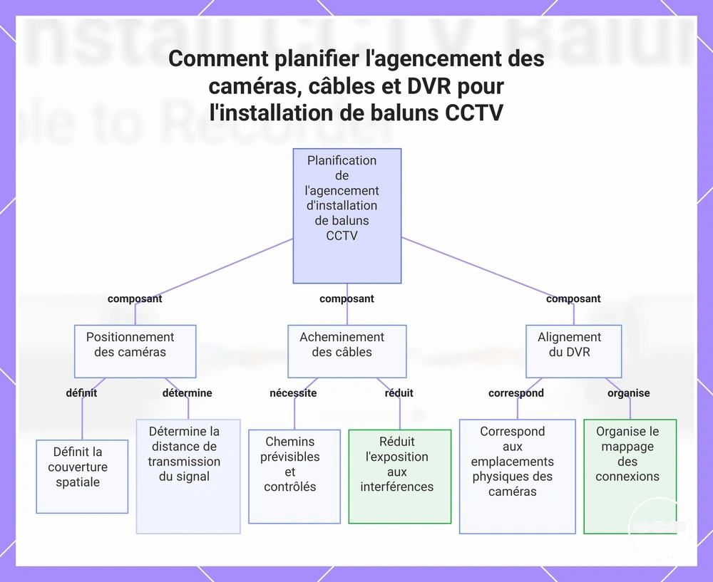 Comment planifier l'agencement des caméras, câbles et DVR pour l'installation de baluns CCTV