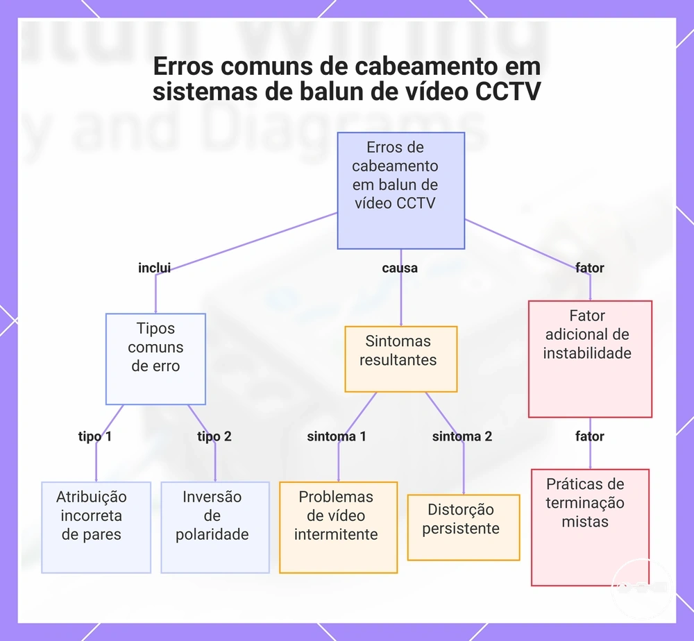 Erros comuns de cabeamento em sistemas de balun de vídeo CCTV