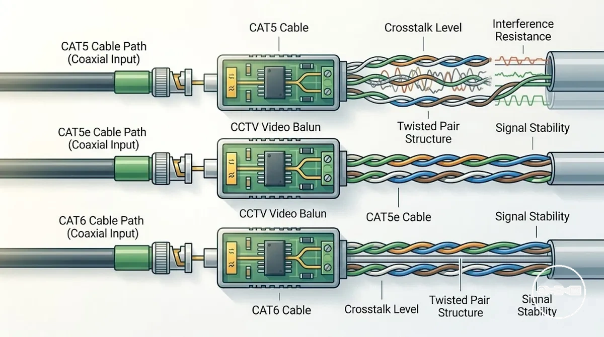 CAT5, CAT5e ve CAT6 kablolarının CCTV video balun iletim ortamında karşılaştırması