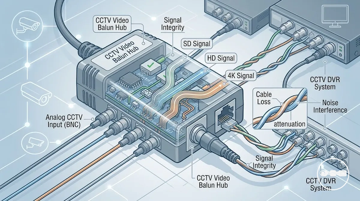 CCTV balun çözünürlük iletiminin SDden 4Kya sinyal koşulları arasında gösterimi