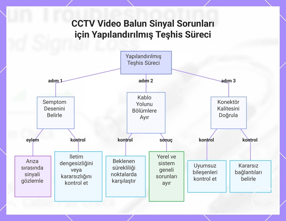 CCTV Video Balun Sinyal Sorunları için Yapılandırılmış Teşhis Süreci